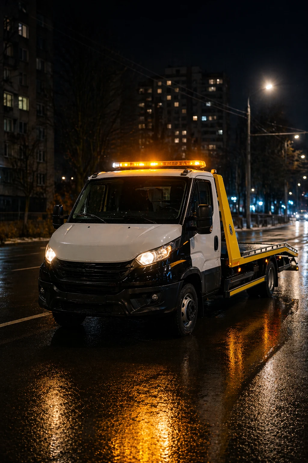 Фото ночного выезда эвакуатора по Донецку